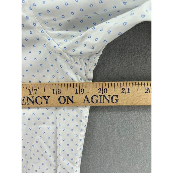 Zanetti Shirt Men 14.5 32/33 Button Down White Triangle Printed Long Sleeve‎ - Picture 10 of 14
